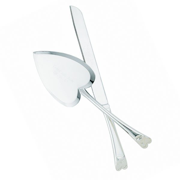 Silver plated wedding cake serving set with crystals