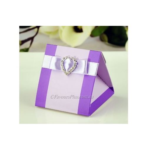 Lilac Oragami Triangular Favour Boxes w/Ribbons **New!**