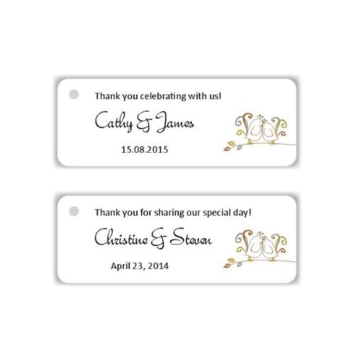 Personalised Favour Gift Tags (Lovebirds on Branches) - Pack of 30